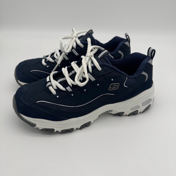Skechers D’Lites Me Time Comfort Athletic Sneakers 11936 Navy White Womens 7.5 - Picture 1 of 11